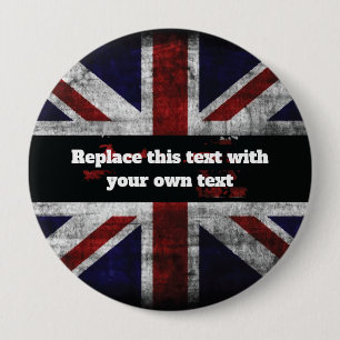 Add text on English flag Throw Pillow 10 Cm Round Badge