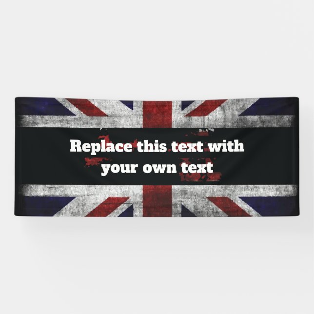 Add text on English flag Throw Pillow Banner (Horizontal)