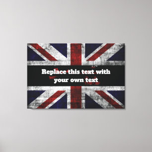 Add text on English flag Throw Pillow Canvas Print