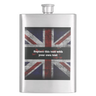 Add text on English flag Throw Pillow Hip Flask