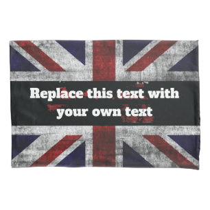 Add text on English flag Throw Pillow Pillowcase