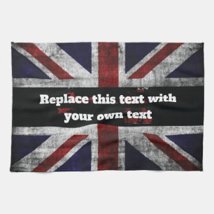 Add text on English flag Throw Pillow Tea Towel