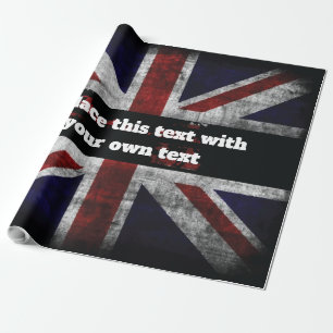 Add text on English flag Throw Pillow Wrapping Paper