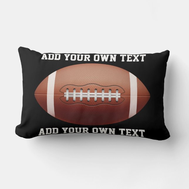 Add text on football throw pillow (Front)