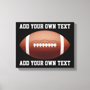 Add text on football throw pillow canvas print