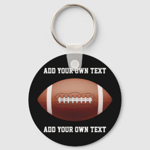 Add text on football throw pillow key ring