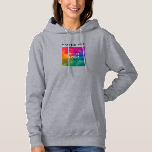 Add Text or Name Logo Womens Grey Double Sided Hoodie