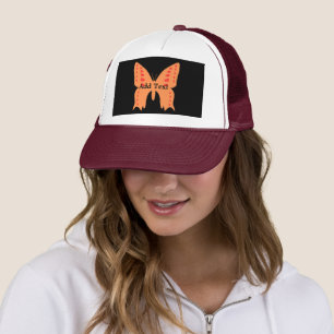 Add Text Orange Butterfly Printed Beautiful-Cap Trucker Hat