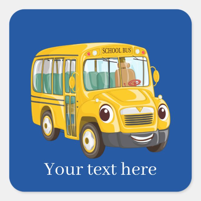 Add text school bus Classic Round Sticker (Front)