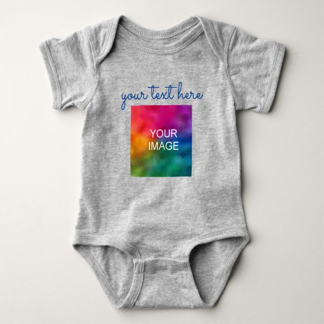 Add Text Upload Photo Baby Double Sided Print Baby Bodysuit (Front)