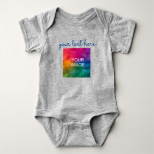 Add Text Upload Photo Baby Double Sided Print Bodysuit