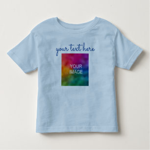 Add Text Upload Photo Double Sided Print Blue Baby Toddler T-Shirt
