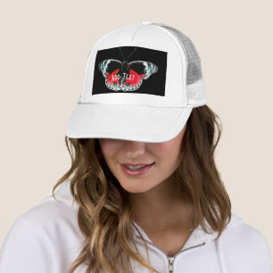 Add Text White Butterfly image Printed Elegant-Cap Trucker Hat