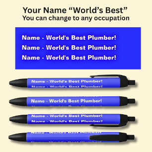 Add the Name - World's Best Plumber Black Ink Pen