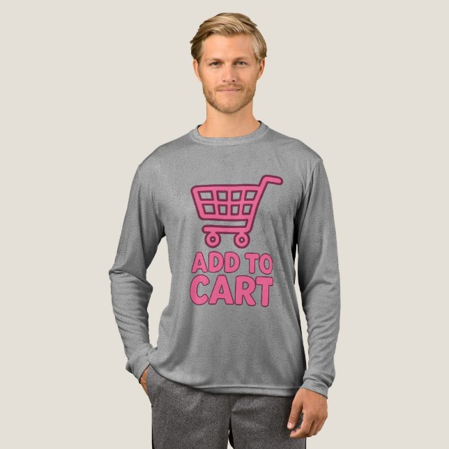 Add To Cart – Trendy Pink Shopping Cart Design Tri-Blend Shirt (Full Front)