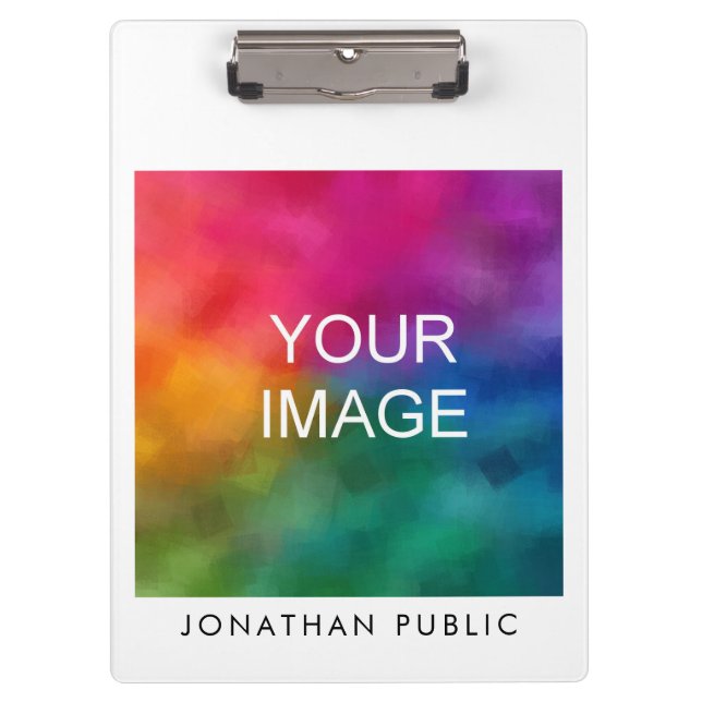 Add Upload Your Image Photo Design Company Logo Clipboard (Front)