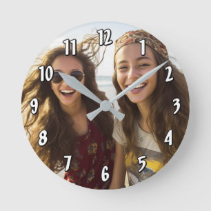 Add Vertical Photo - number template Round Clock