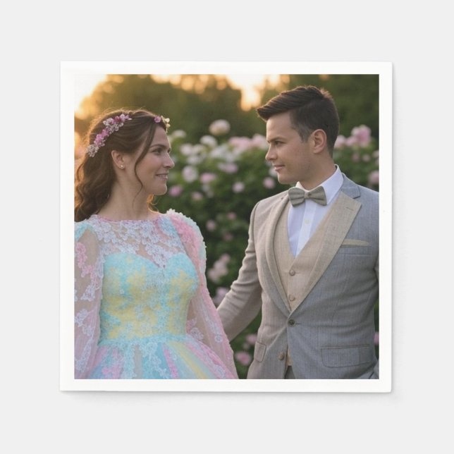 Add Wedding Photo Customise Napkin (Front)