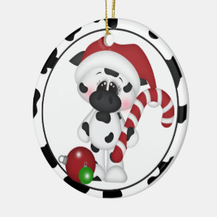 add words or picture cow Christmas ornament