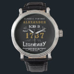 Add Year And Name Vintage Black Birthday Watch<br><div class="desc">Capture a special moment and commemorate your loved one's year of birth with this vintage black and gold birthday watch. This personalised accessory makes for an unforgettable gift that your recipient can cherish for years to come. The sleek and stylish design features an adjustable watchband and the option to add...</div>