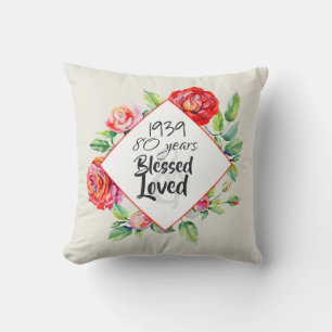 ADD Year Born AGE Birthday Gift for Women Roses Cushion