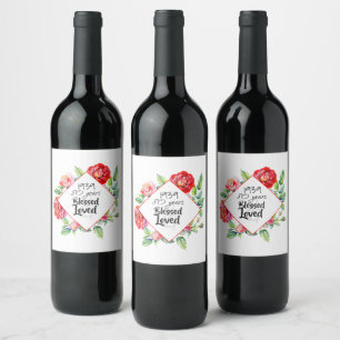 ADD Year Born AGE Birthday Gift for Women Roses Wine Label