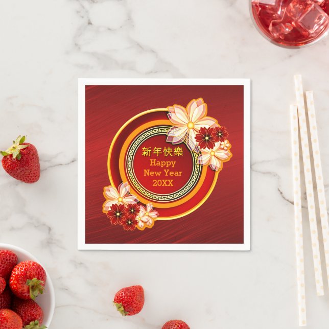 Add Year Chinese New Year 20XX Floral Classic Napkin (Insitu)