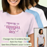Add Year, Pink Promoted to Grandma  T-Shirt<br><div class="desc">Change any of the words,   add the year - See my store for lots more Grandparent Gifts too!</div>