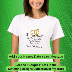 Add Years, Date, Names, Wedding Anniversary Couple T-Shirt