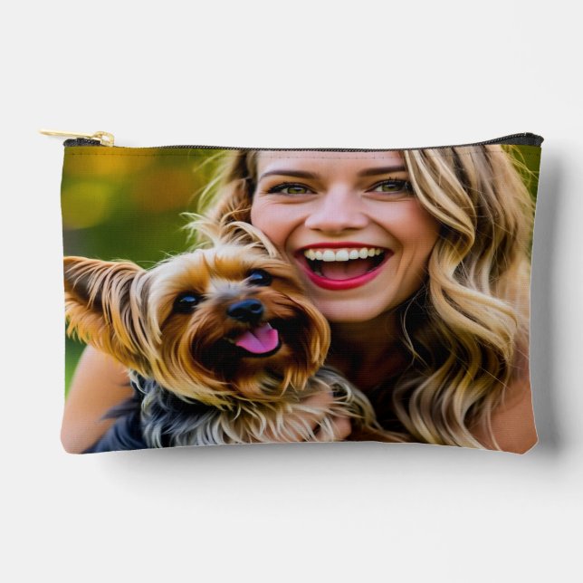 Add Yorkshire Terrier Photo Personalize Accessory Pouch (Front)