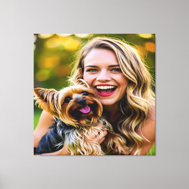 Add Yorkshire Terrier Photo Personalize Canvas Print (Front)