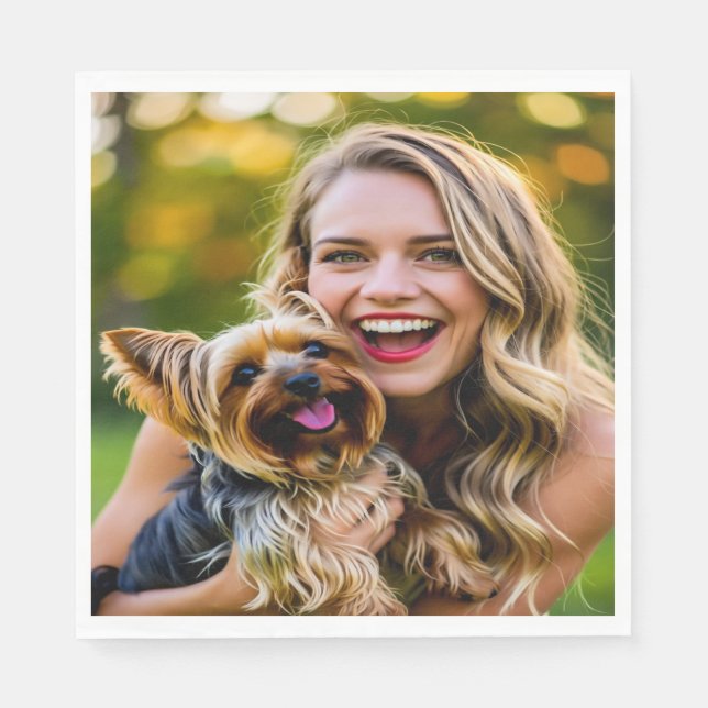 Add Yorkshire Terrier Photo Personalize Napkin (Front)
