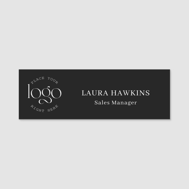 Add You Logo Custom Business Black Name Tag (Front)