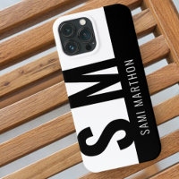 Add you Name Bold Initials Monogram Black & White 