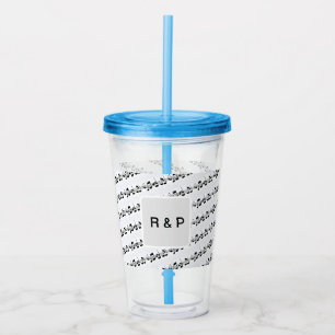 Add you name couple musical notes beats pattern bl acrylic tumbler