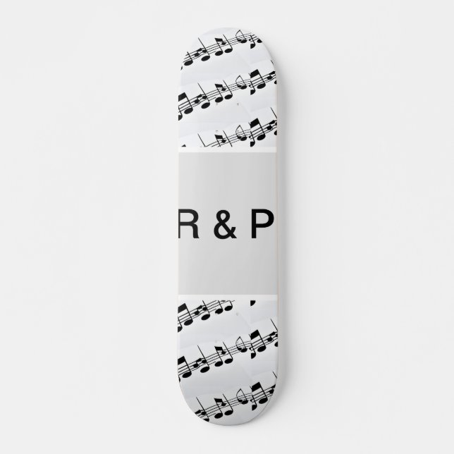 Add you name couple musical notes beats pattern bl skateboard (Front)