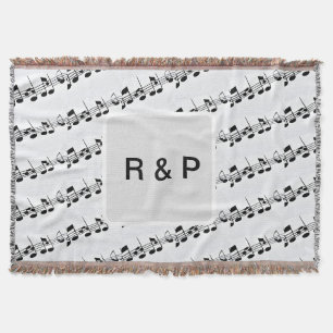 Add you name couple musical notes beats pattern bl throw blanket