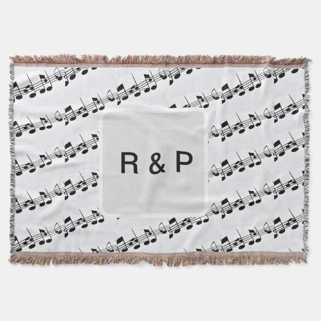 Add you name couple musical notes beats pattern bl throw blanket (Front)