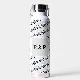 Add you name couple musical notes beats pattern bl water bottle