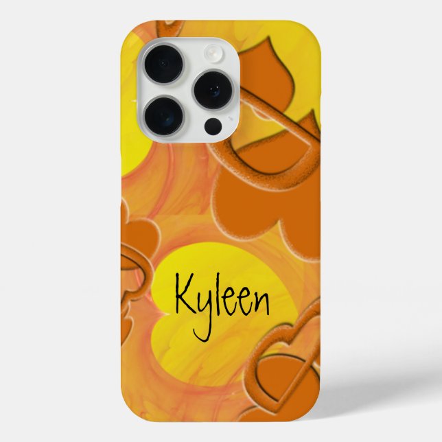 Add You Name Orange Hearts Yellow Template Case-Mate iPhone Case (Back)