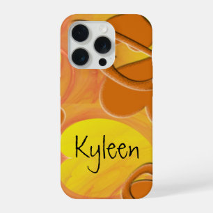 Add You Name Orange Hearts Yellow Template iPhone 15 Pro Case
