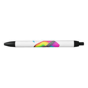 Add you name text brown acoustic guitar colourful black ink pen