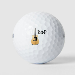 Add you name text brown acoustic guitar editable golf balls