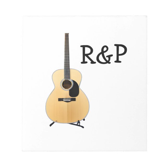 Add you name text brown acoustic guitar editable notepad (Front)