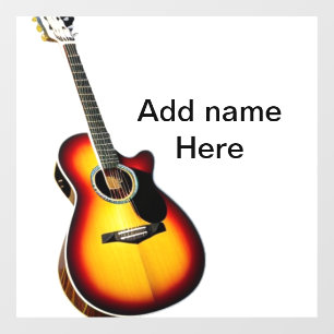 Add you name text brown acoustic guitar editable t
