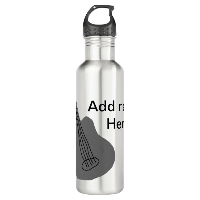 Add you name text brown acoustic guitar editable t 710 ml water bottle (Front)