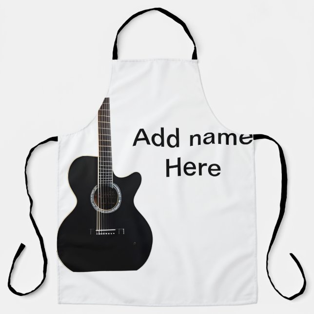 Add you name text brown acoustic guitar editable t apron (Front)