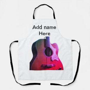 Add you name text brown acoustic guitar editable t apron