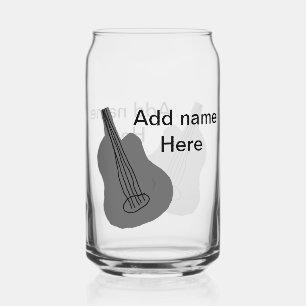 Add you name text brown acoustic guitar editable t can glass