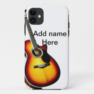 Add you name text brown acoustic guitar editable t Case-Mate iPhone case
